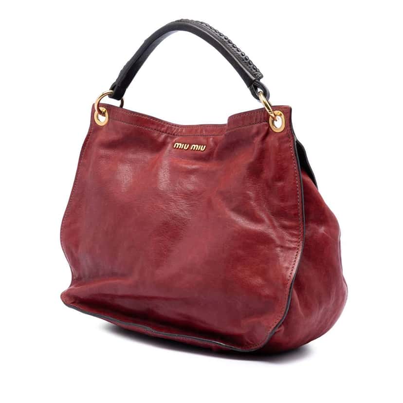 Miu Miu Bicolor Nappa Aviator Top Handle Bag Red Leather Good condition - Back View