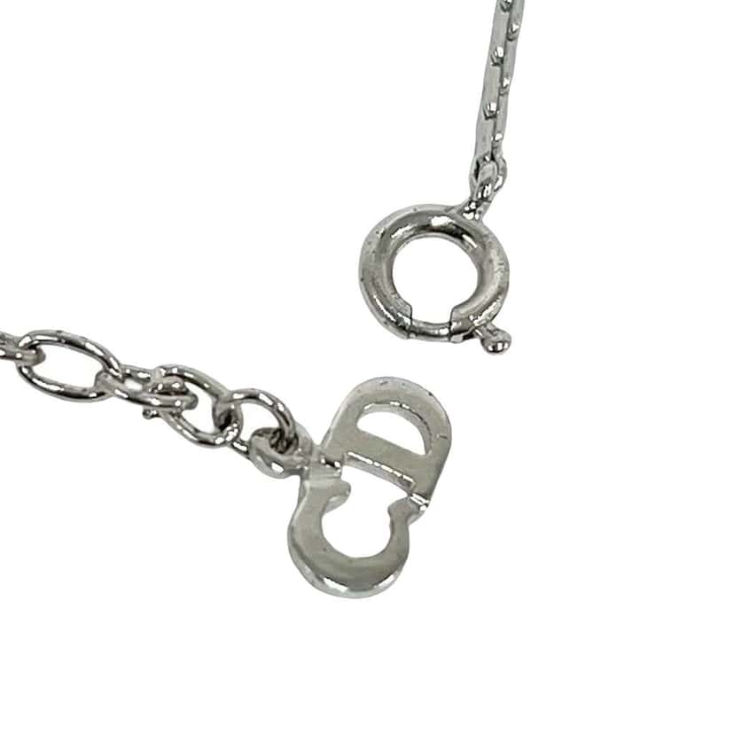 Dior Brass and Strass CD Logo Pendant Necklace Silver Brass Very good condition - Model View