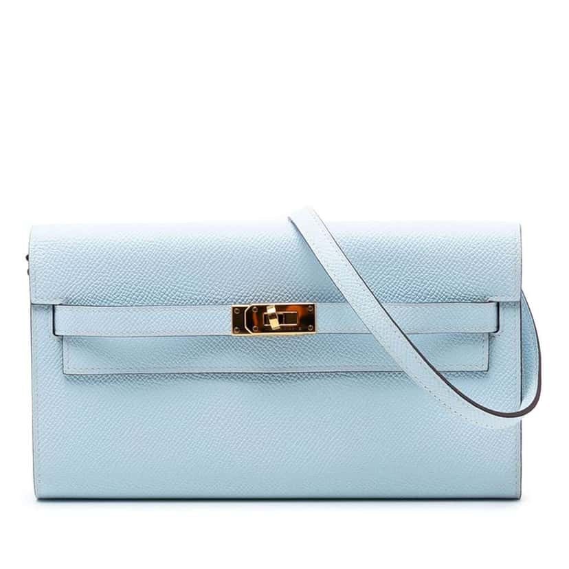 Hermès Epsom Kelly To Go Wallet Blue Leather Very good condition - Front View