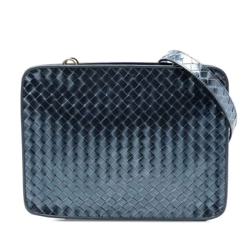 Bottega Veneta Nappa Intrecciato Shoulder Bag Blue Leather Very good condition - Front View