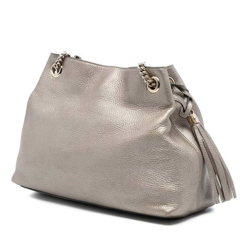 Gucci Medium Metallic Leather Soho Chain Tote Gold Leather Very good condition - Back View