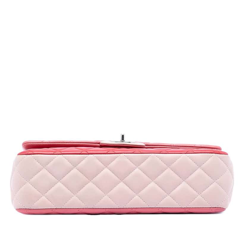 Chanel Medium Classic Tricolor Lambskin Valentines Heart Charms Single Flap Pink Leather Very good condition - Inside View