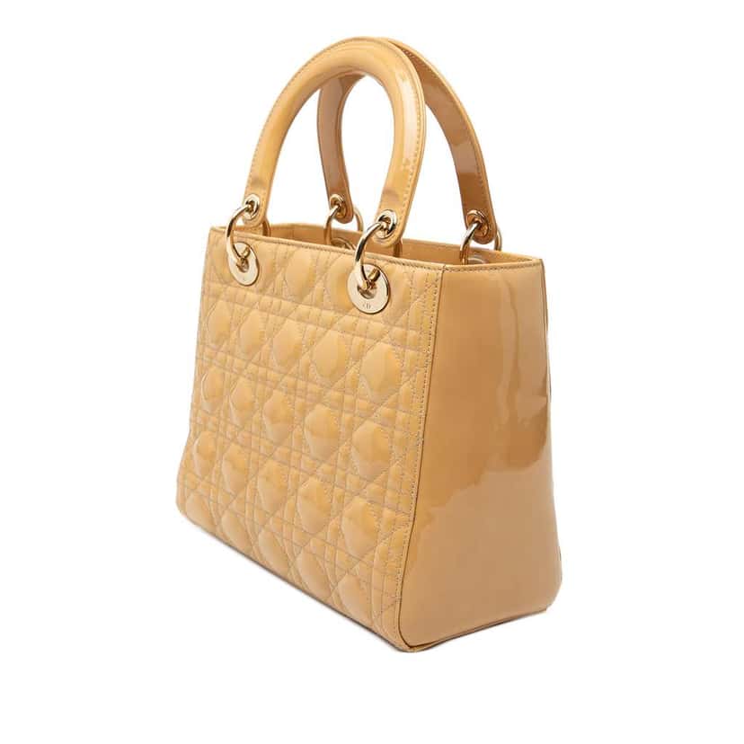 Dior Medium Patent Cannage Lady Dior Brown Leather Very good condition - Back View