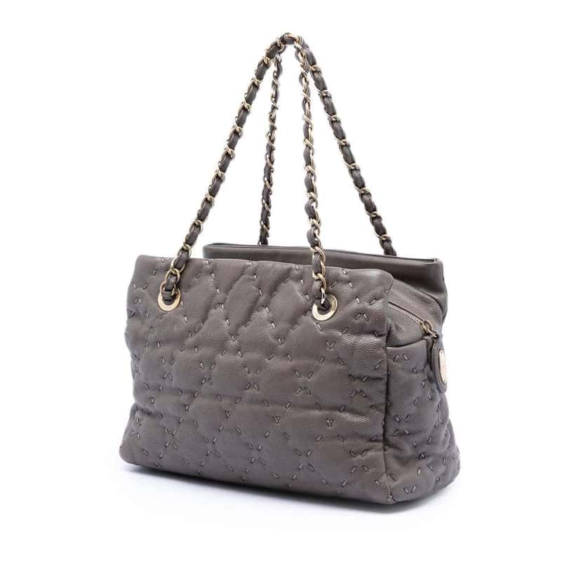 Chanel CC Caviar Wild Stitch Tote Brown Leather Very good condition - Back View