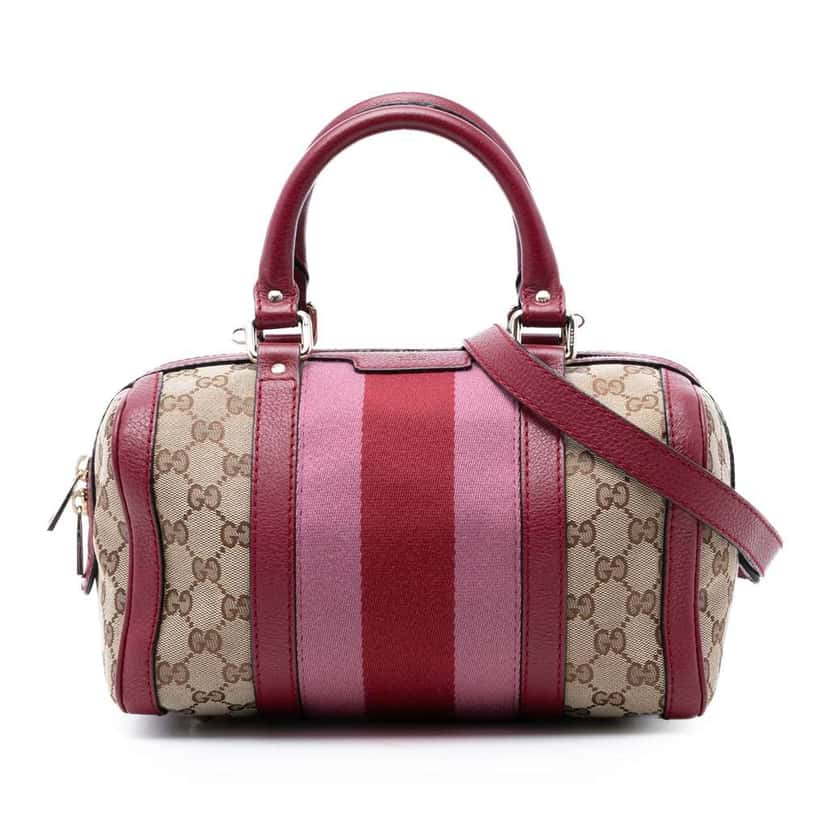 Gucci Small GG Canvas Web Joy Boston Bag Beige Canvas Very good condition - Front View