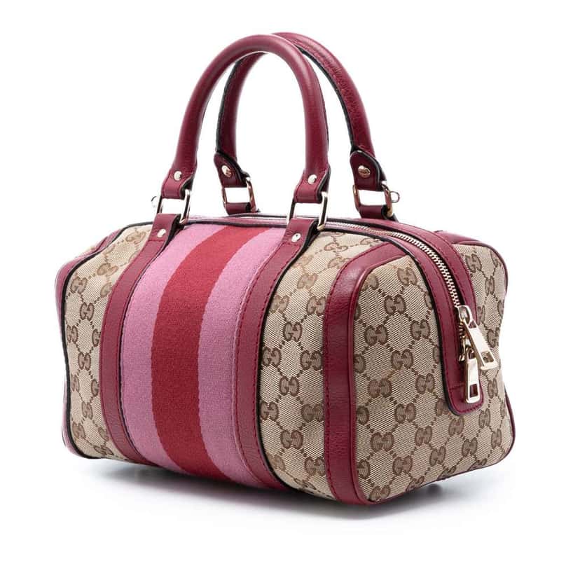 Gucci Small GG Canvas Web Joy Boston Bag Beige Canvas Very good condition - Back View