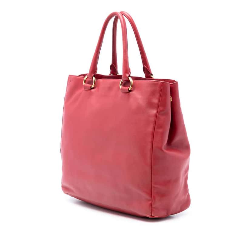 Prada Vitello Daino Open Convertible Tote Red Leather Very good condition - Back View