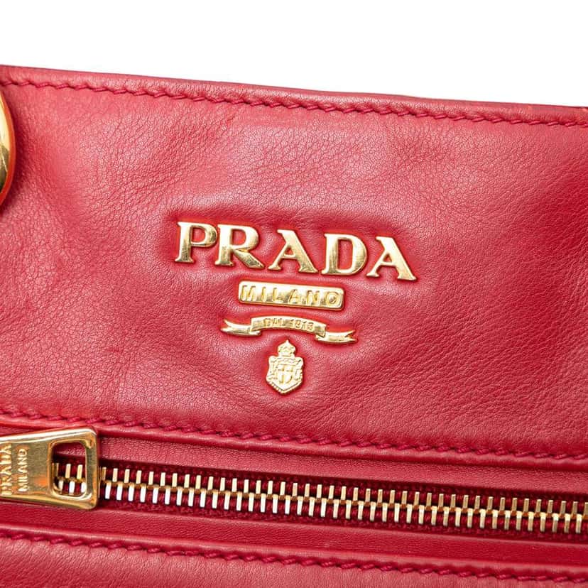 Prada Vitello Daino Open Convertible Tote Red Leather Very good condition - Box View