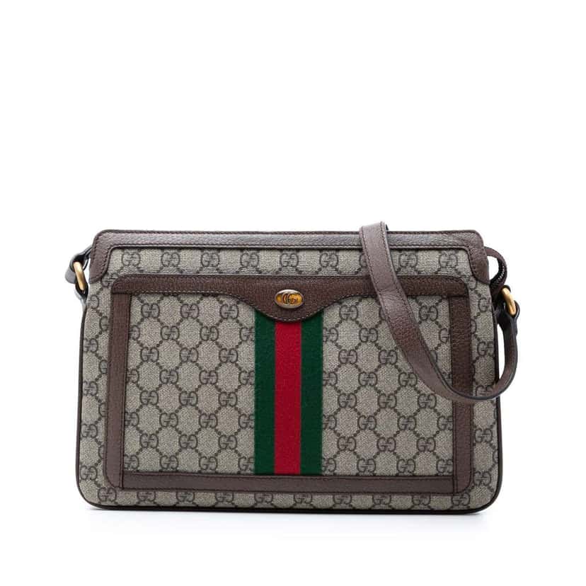 Gucci Medium GG Supreme Web Ophidia Crossbody Beige Canvas Very good condition - Front View