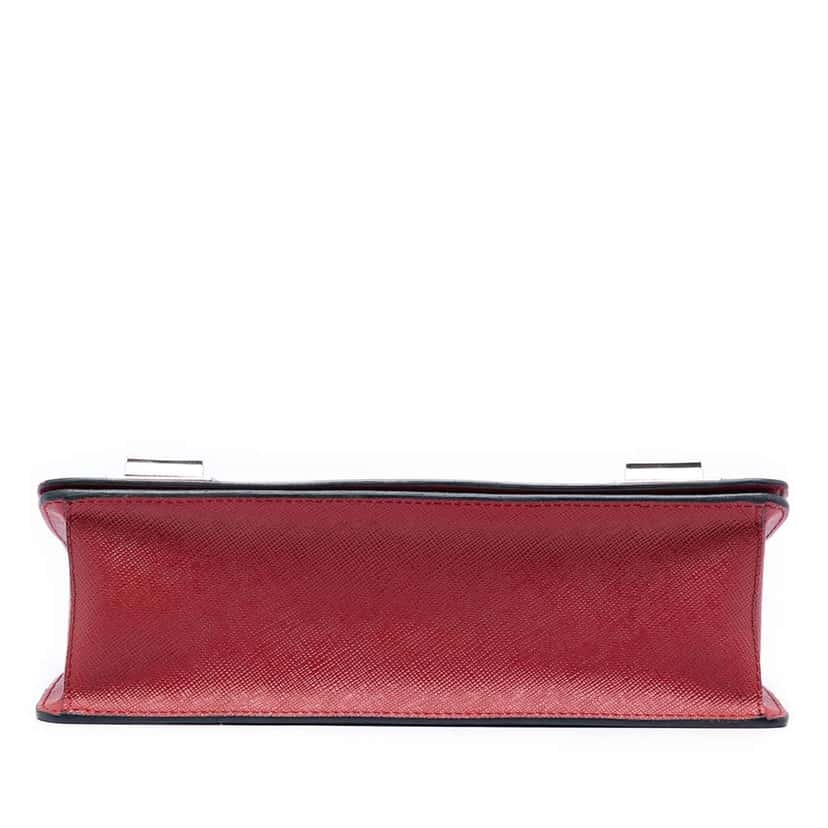 Prada Saffiano Double Turn Lock Top Handle Bag Red Leather Very good condition - Inside View