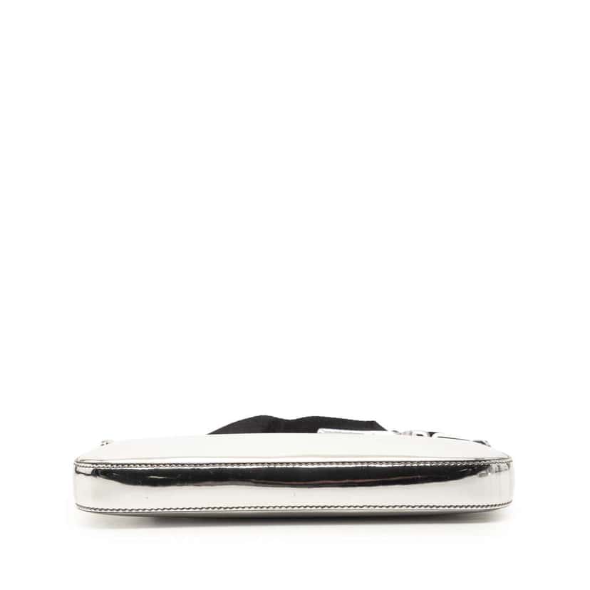 Prada Brushed Leather Re Edition Zip Messenger Bag Silver Leather Very good condition - Inside View