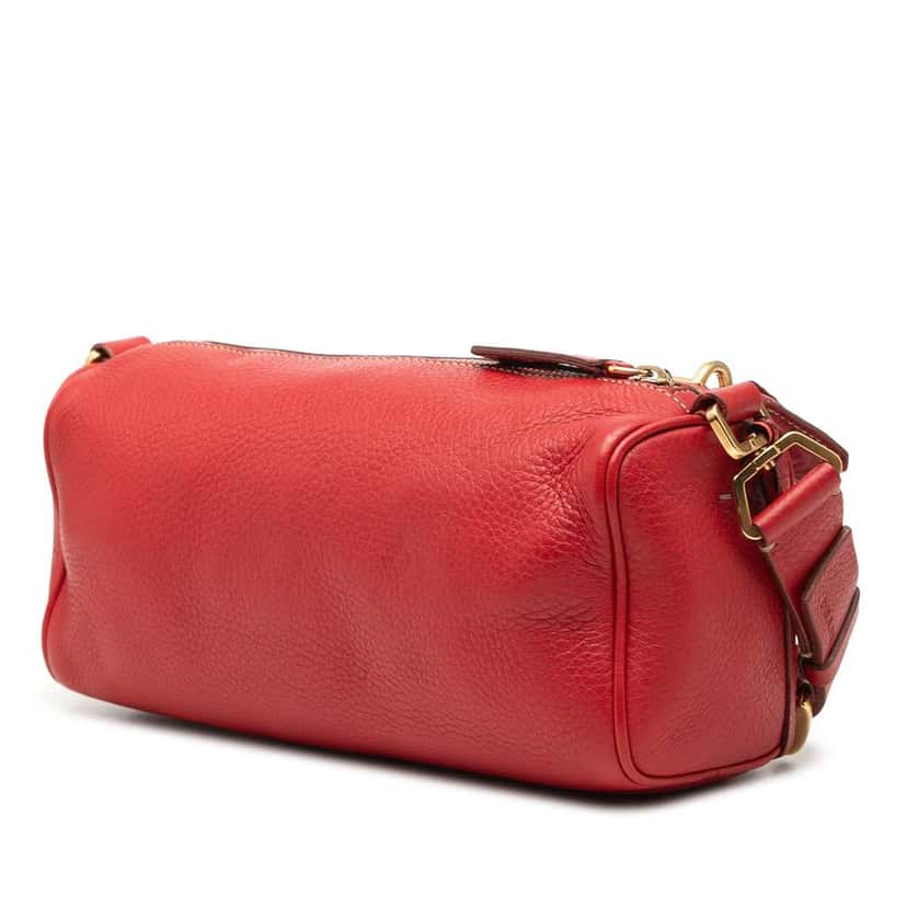 Prada Vitello Daino Shoulder Bag Red Leather Very good condition - Back View