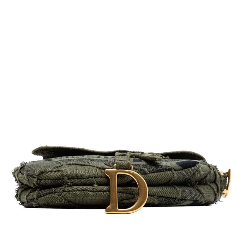Dior Canvas Embroidered Camouflage Saddle Bag Green Canvas Very good condition - Inside View