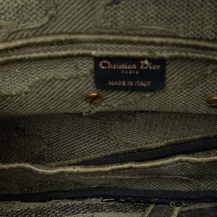 Dior Canvas Embroidered Camouflage Saddle Bag Green Canvas Very good condition - Model View