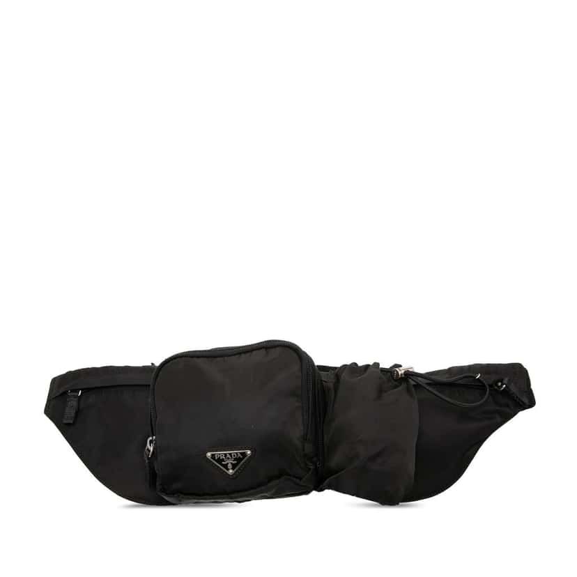 Prada Tessuto Multi Pocket Belt Bag Black Very good condition - Front View