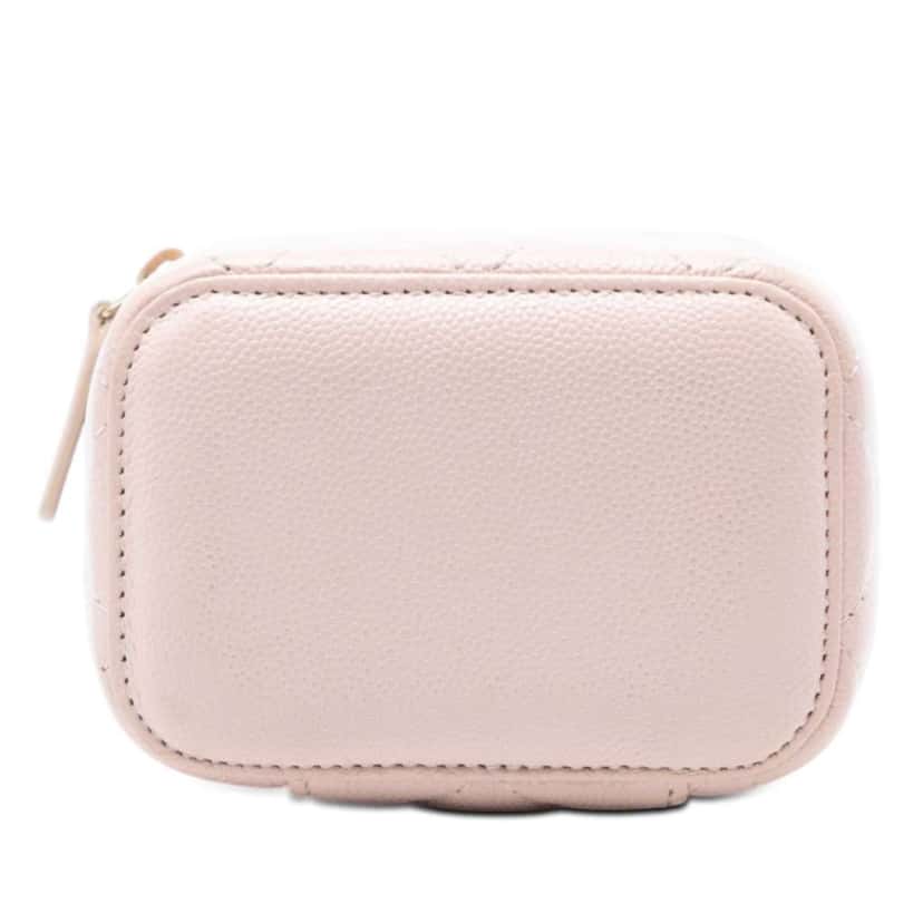 Chanel Mini CC Quilted Caviar Vanity Case with Chain Pink Leather Very good condition - Inside View