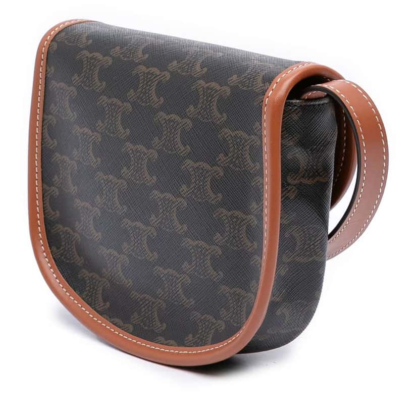 Celine Mini Triomphe Coated Canvas Besace Crossbody Brown Canvas Very good condition - Back View