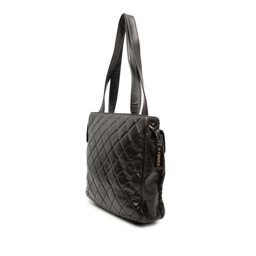 Chanel CC Quilted Lambskin Front Pocket Tote Brown Leather Very good condition - Back View