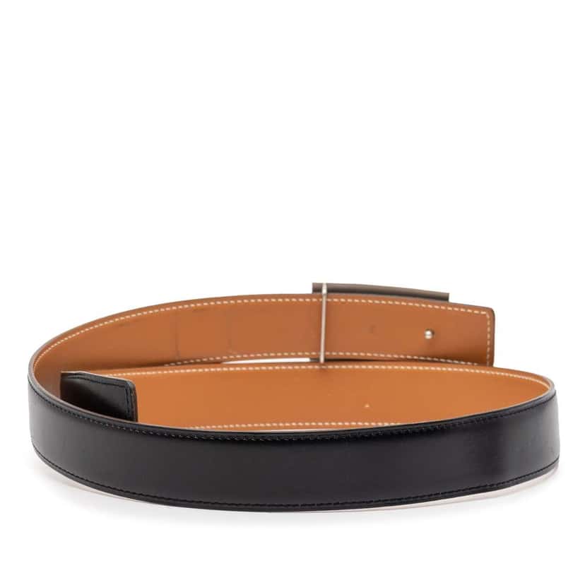 Hermès Box Calf H Plate Reversible Belt Black Leather Very good condition - Inside View