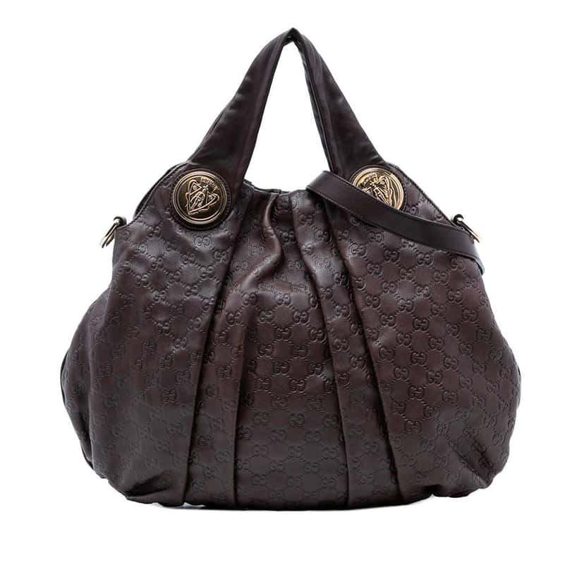Gucci Large Guccissima Hysteria Satchel Brown Leather Very good condition - Front View