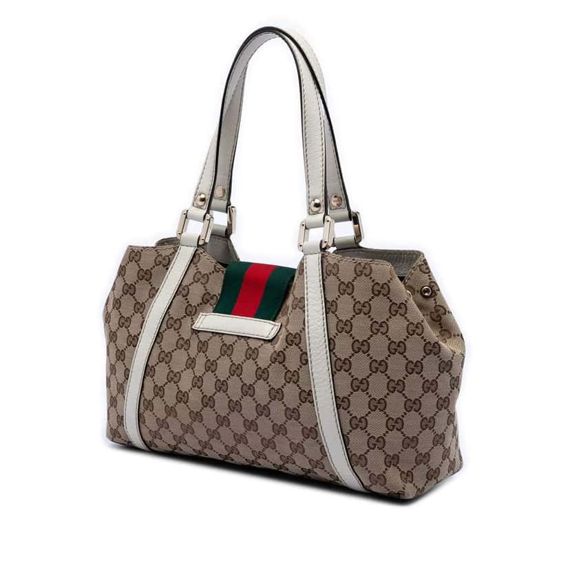 Gucci GG Canvas Web New Ladies Tote Beige Canvas Very good condition - Back View