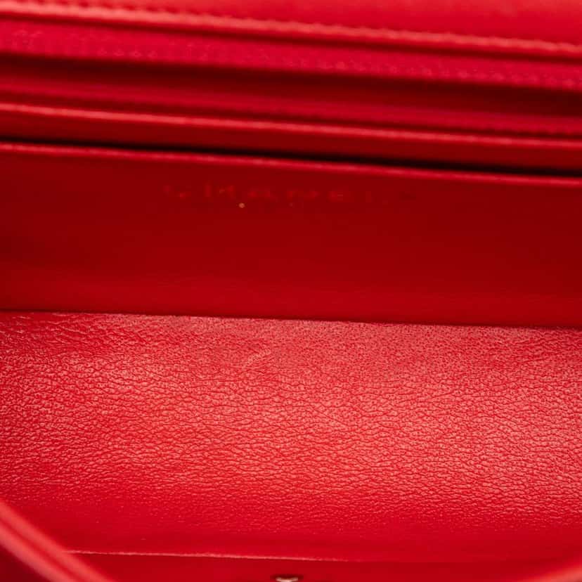 Chanel Mini Rectangular Classic Lambskin Single Flap Red Leather Very good condition - Model View