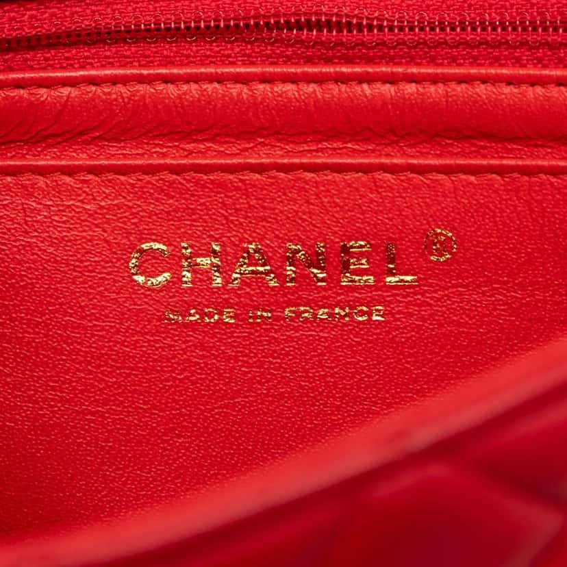 Chanel Mini Rectangular Classic Lambskin Single Flap Red Leather Very good condition - Box View
