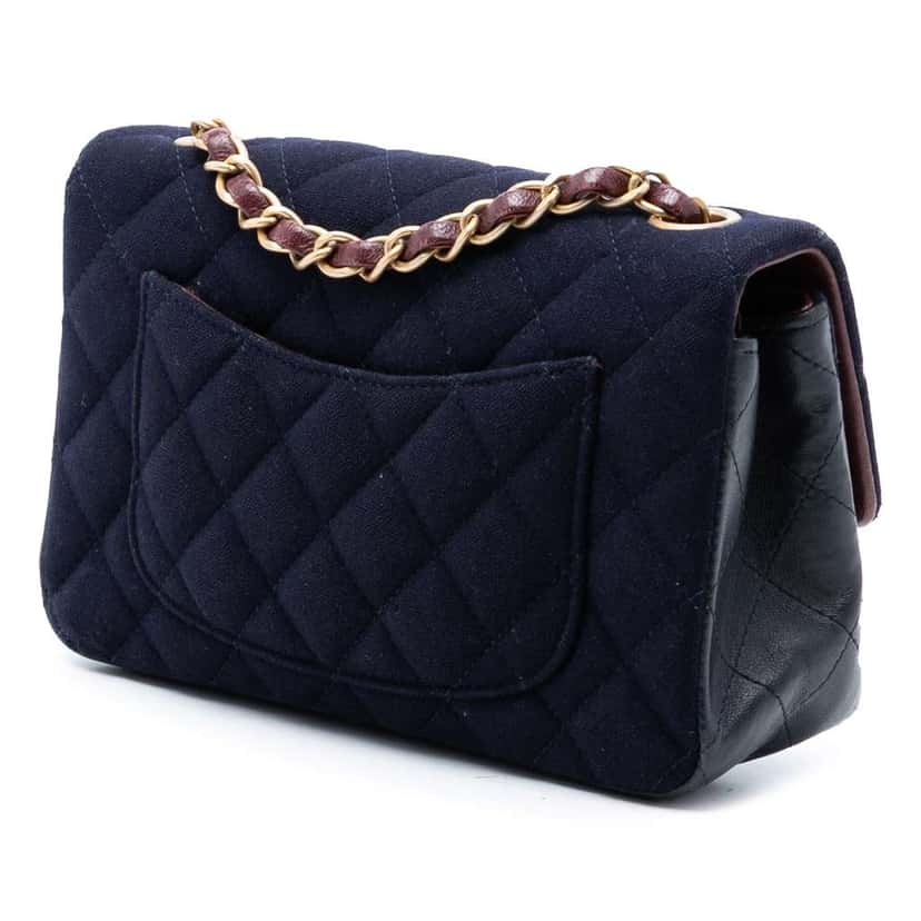 Chanel Paris Hamburg Mini Rectangular Classic Jersey Coco Sailor Charms Single Flap Blue Cotton Very good condition - Back View