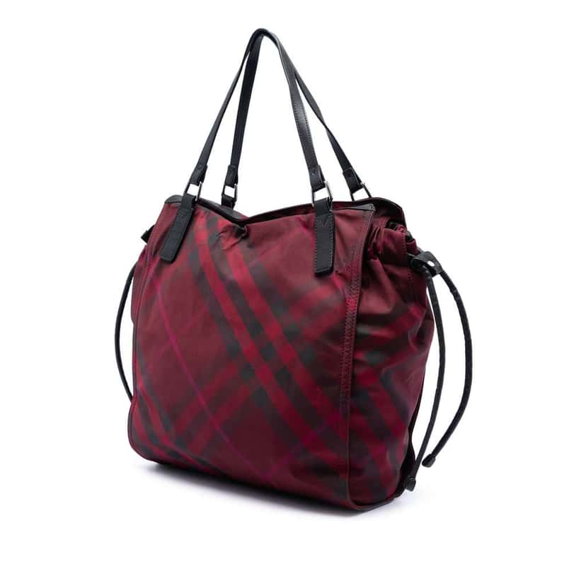 Burberry Supernova Check Nylon Buckleigh Tote Red Very good condition - Back View
