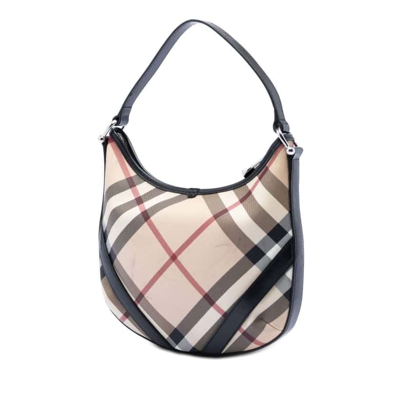 Burberry Supernova Check Coated Canvas Larkin Hobo Beige Canvas Very good condition - Back View