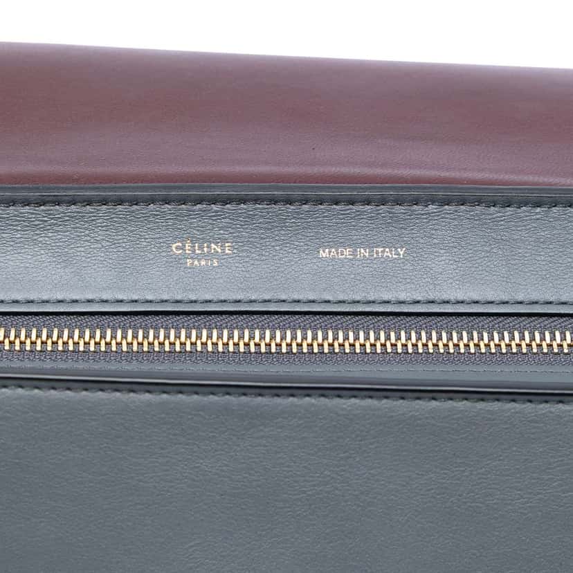 Celine Medium Tricolor Calfskin and Suede Trapeze Satchel Grey Leather Very good condition - Box View