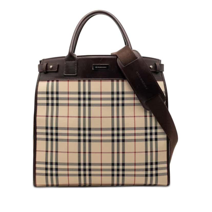 Burberry House Check Canvas Convertible Tote Beige Canvas Very good condition - Front View