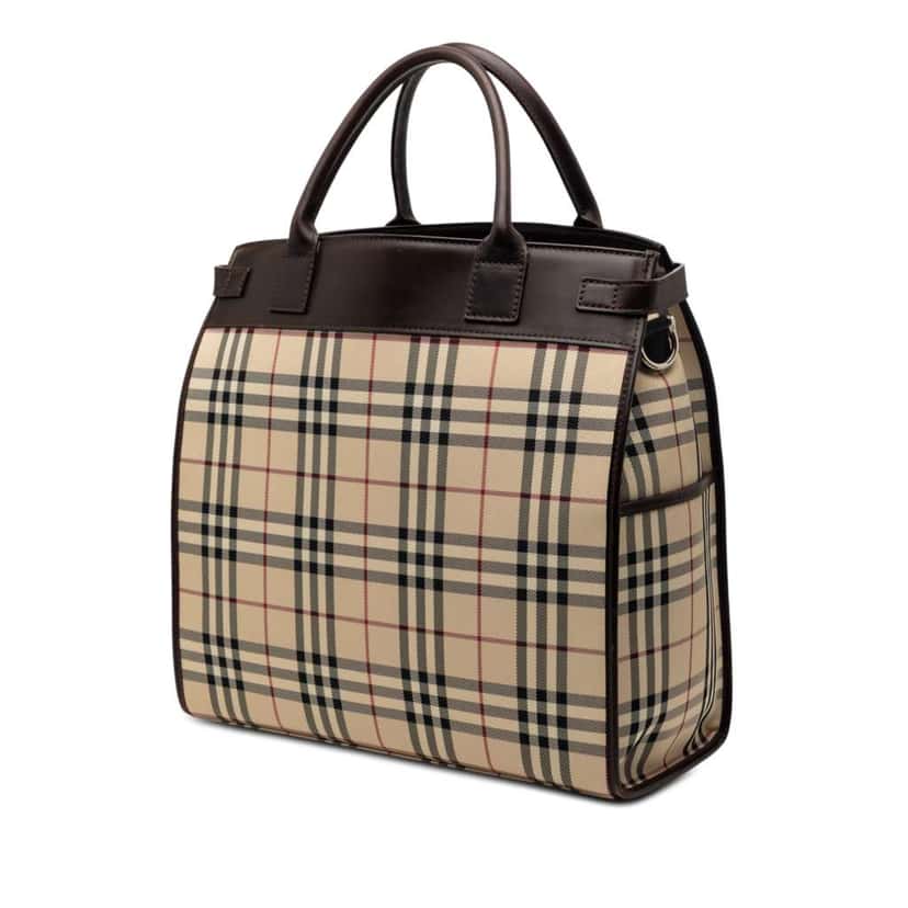 Burberry House Check Canvas Convertible Tote Beige Canvas Very good condition - Back View