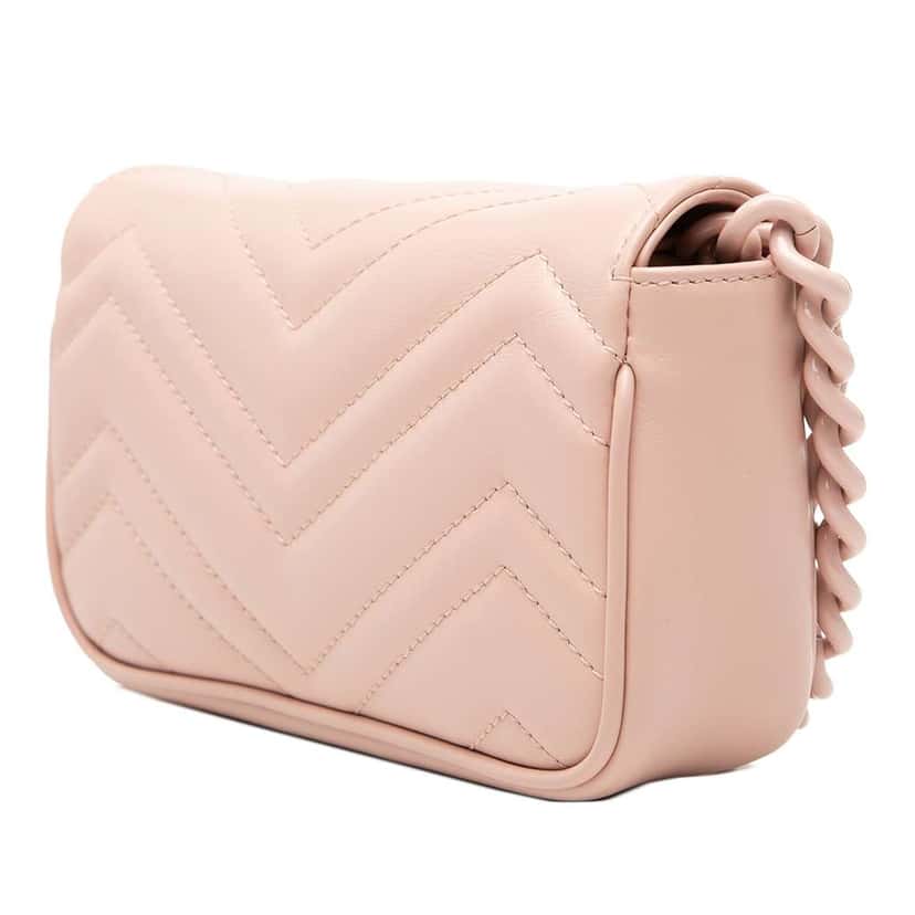 Gucci GG Marmont Matelasse Leather Monochrome Chain Belt Bag Pink Leather Very good condition - Back View