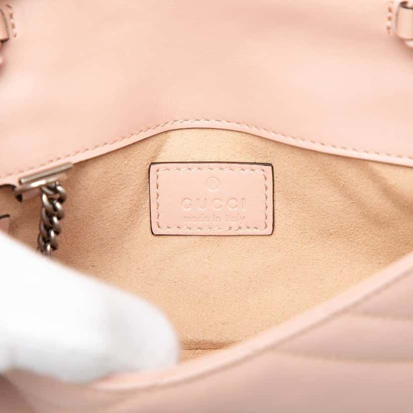 Gucci GG Marmont Matelasse Leather Monochrome Chain Belt Bag Pink Leather Very good condition - Box View