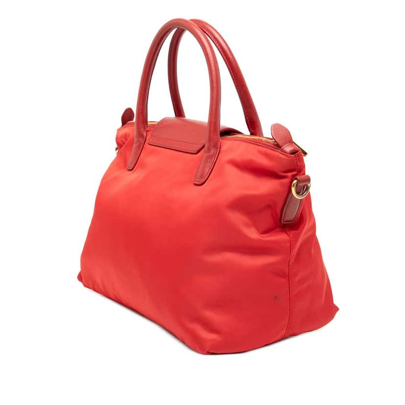 Prada Saffiano Trimmed Tessuto Satchel Orange Very good condition - Back View