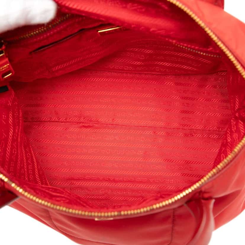 Prada Saffiano Trimmed Tessuto Satchel Orange Very good condition - Model View