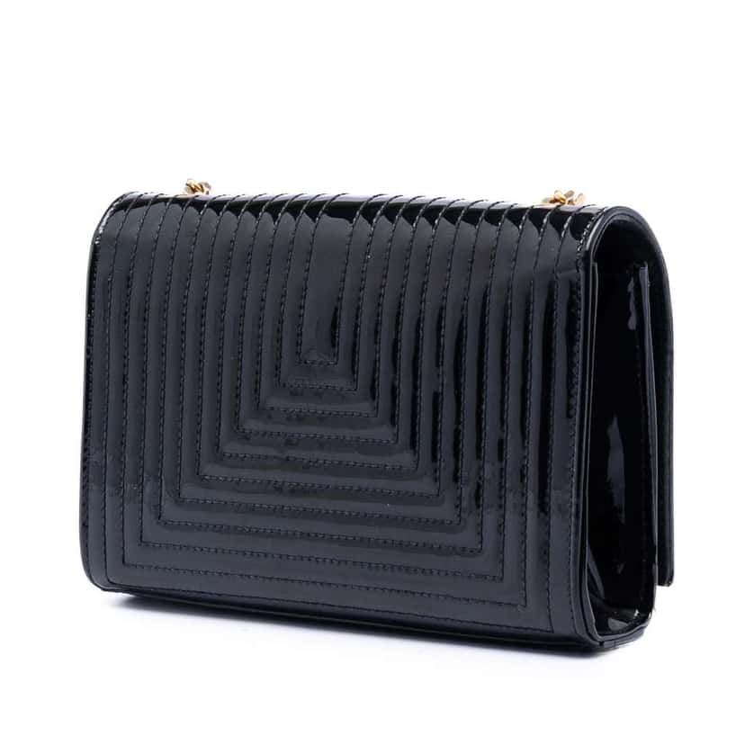 Saint Laurent Small Quilted Patent Monogram Kate Tassel Crossbody Black Leather Very good condition - Back View