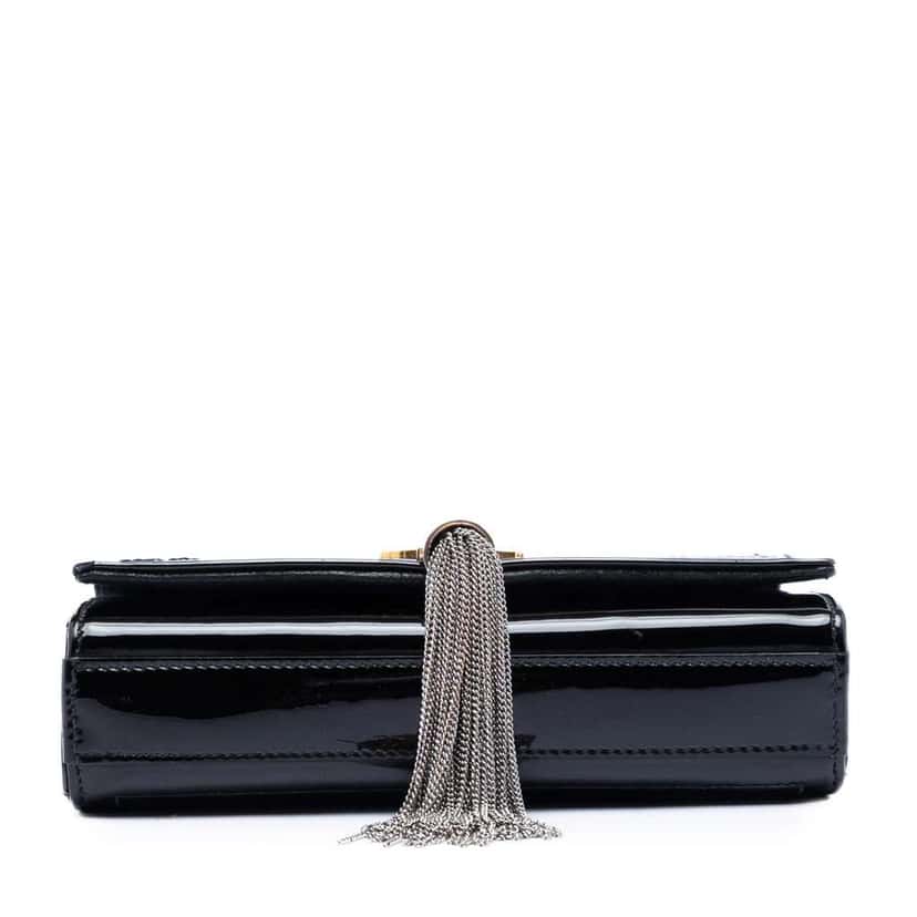 Saint Laurent Small Quilted Patent Monogram Kate Tassel Crossbody Black Leather Very good condition - Inside View