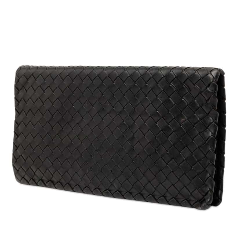 Bottega Veneta Nappa Intrecciato Turn Lock Clutch Black Leather Very good condition - Back View