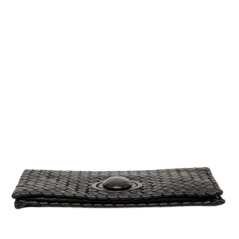 Bottega Veneta Nappa Intrecciato Turn Lock Clutch Black Leather Very good condition - Inside View