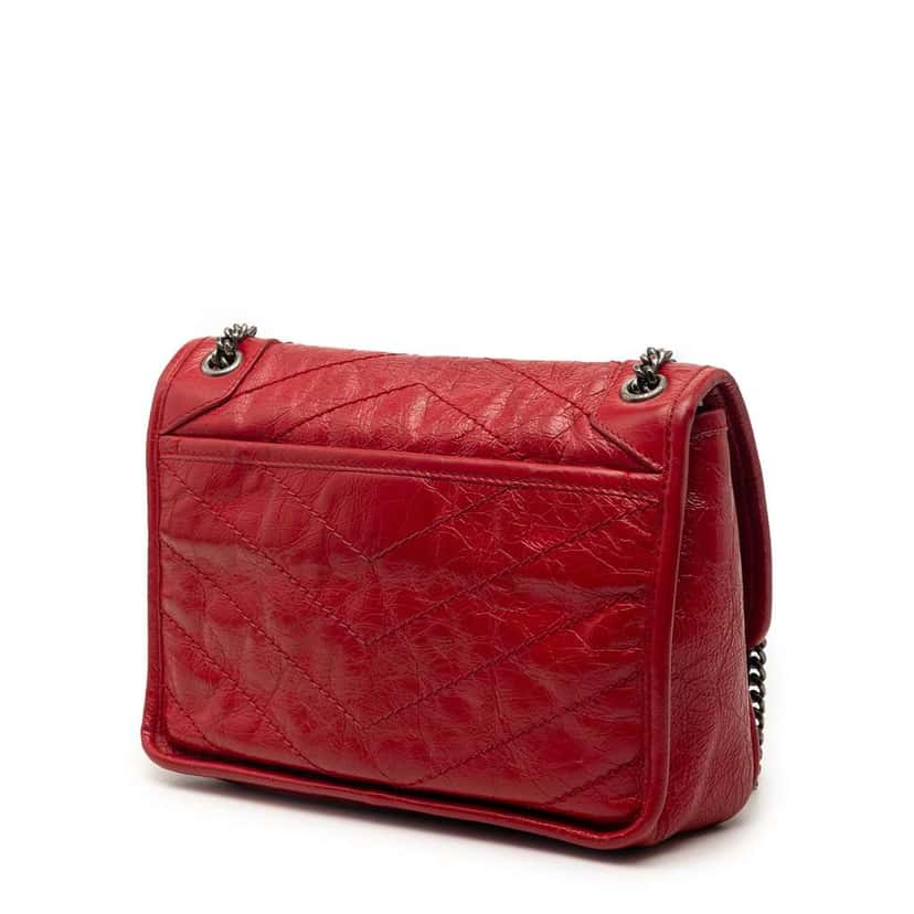 Saint Laurent Baby Crinkled Calfskin Niki Red Leather Very good condition - Back View
