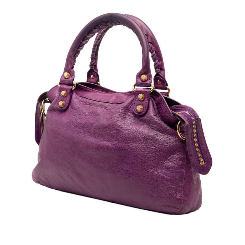 Balenciaga Lambskin Motocross Giant 12 Town Satchel Purple Leather Very good condition - Back View