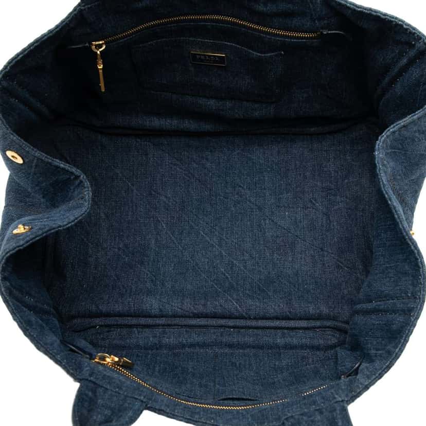 Prada Large Denim Canapa Logo Satchel Blue Denim Very good condition - Model View