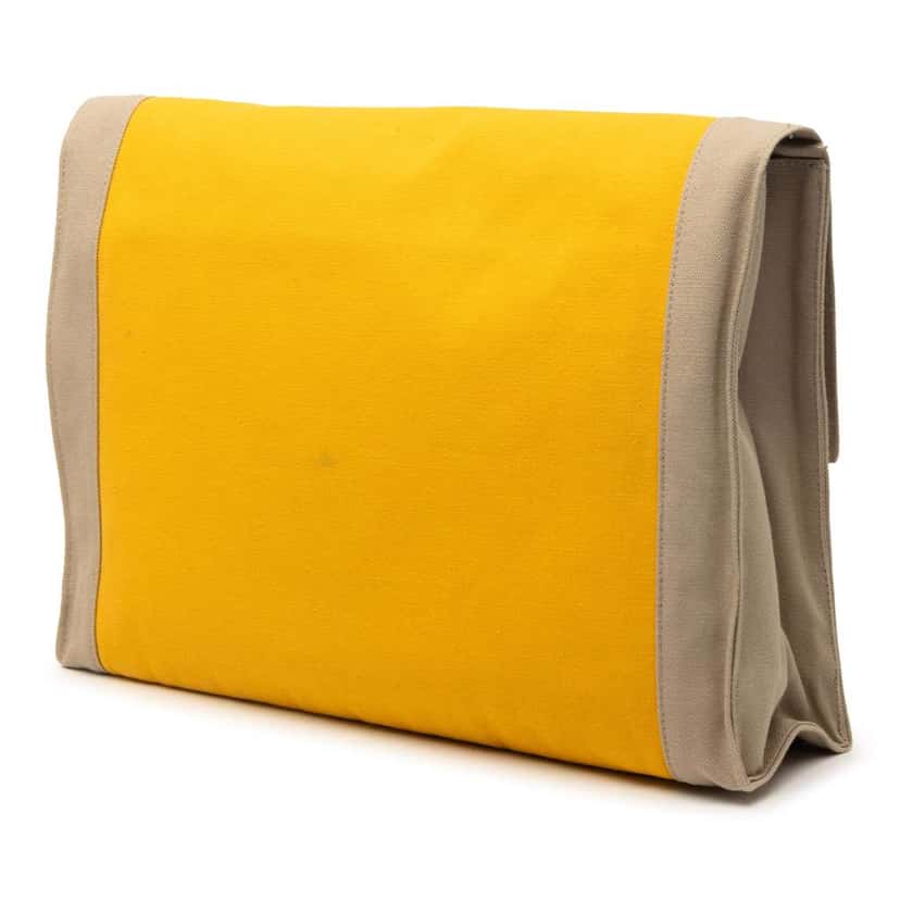 Hermès Bicolor Canvas Tapis de Selle Clutch Yellow Canvas Very good condition - Back View