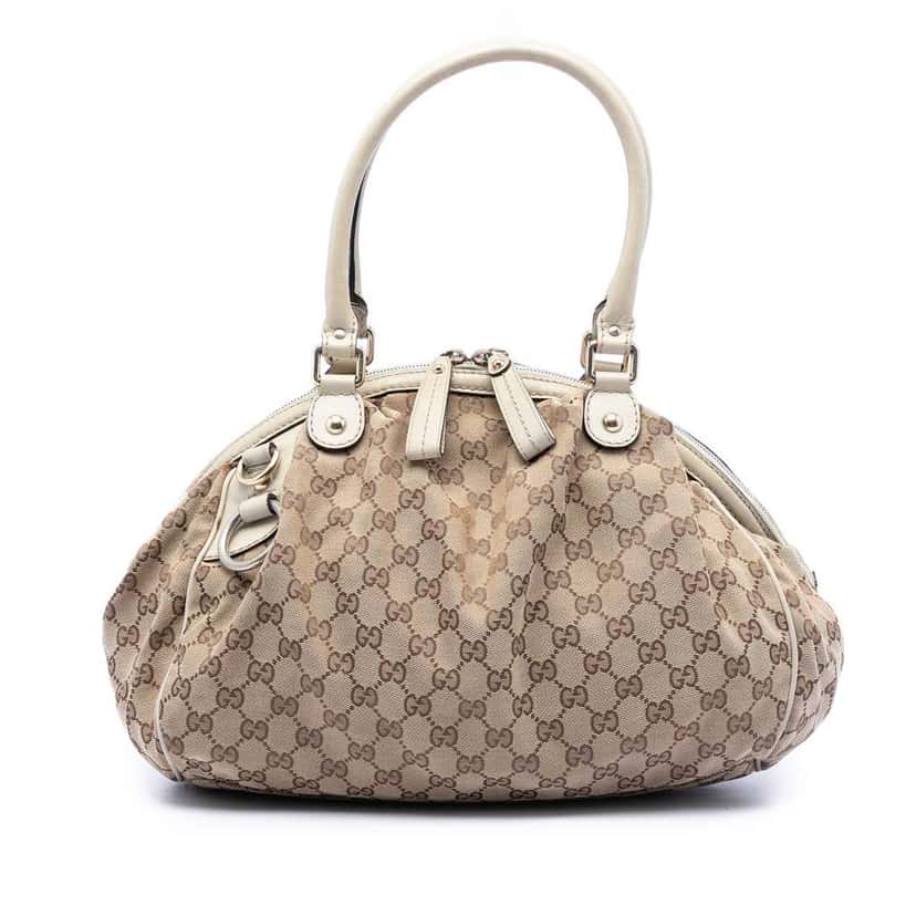 Gucci GG Canvas Sukey Satchel Beige Canvas Very good condition - Front View