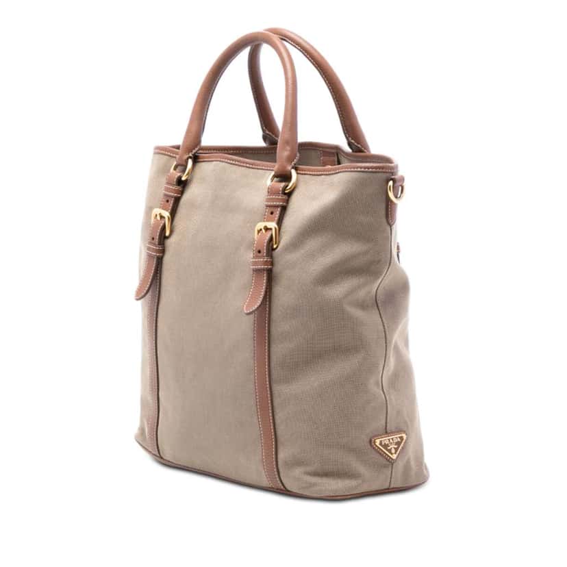 Prada Canvas Canapa Logo Satchel Beige Very good condition - Back View
