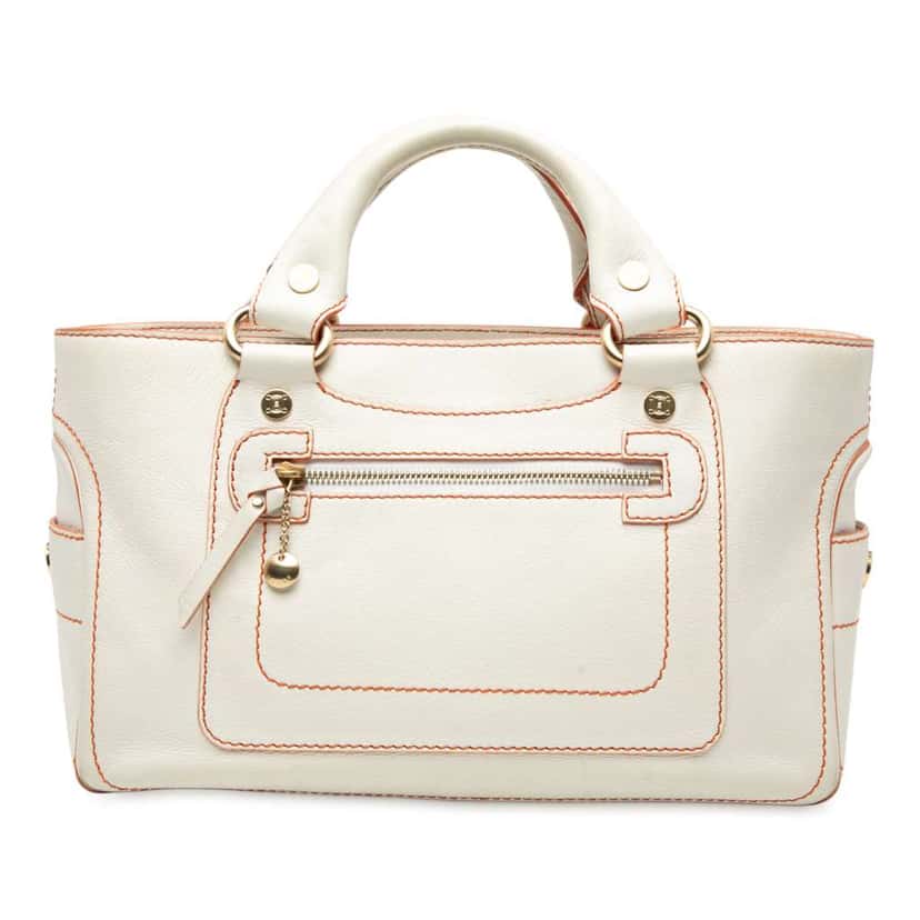 Celine Leather Boogie Handbag White Leather Very good condition - Front View