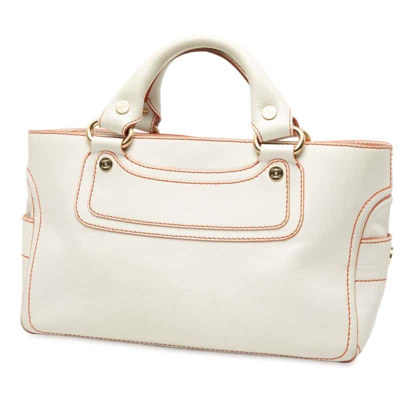 Celine Leather Boogie Handbag White Leather Very good condition - Back View