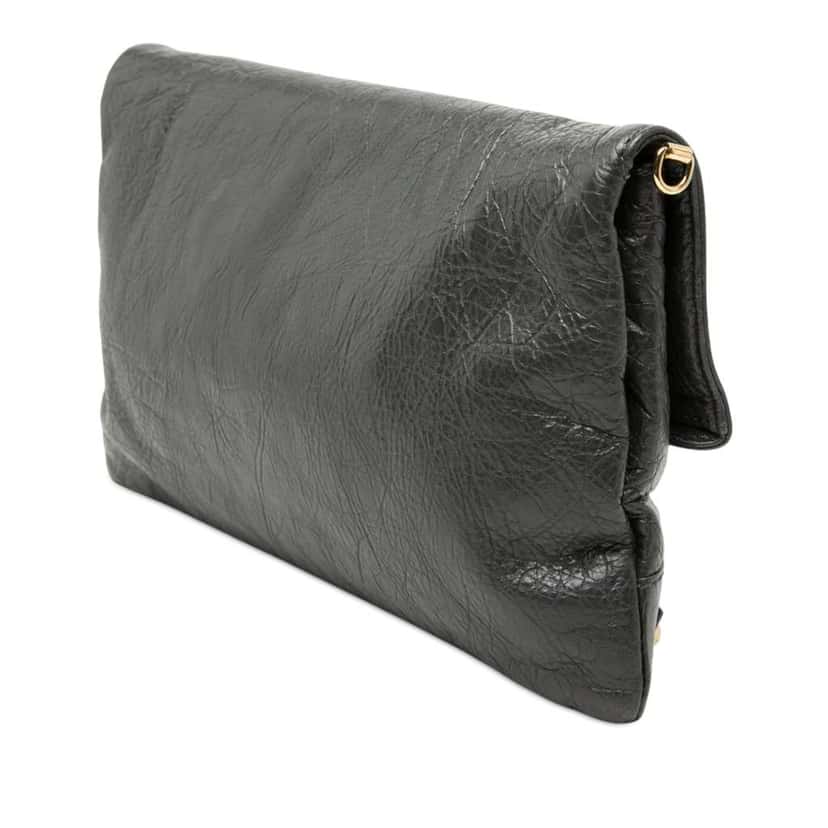 Balenciaga Lambskin Motocross Giant 12 Envelope Clutch With Strap Grey Leather Very good condition - Back View